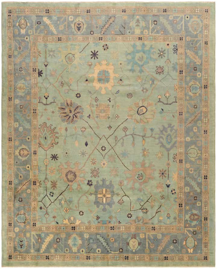 8' 1 x 10' Hand Knotted Oushak Wool Rug