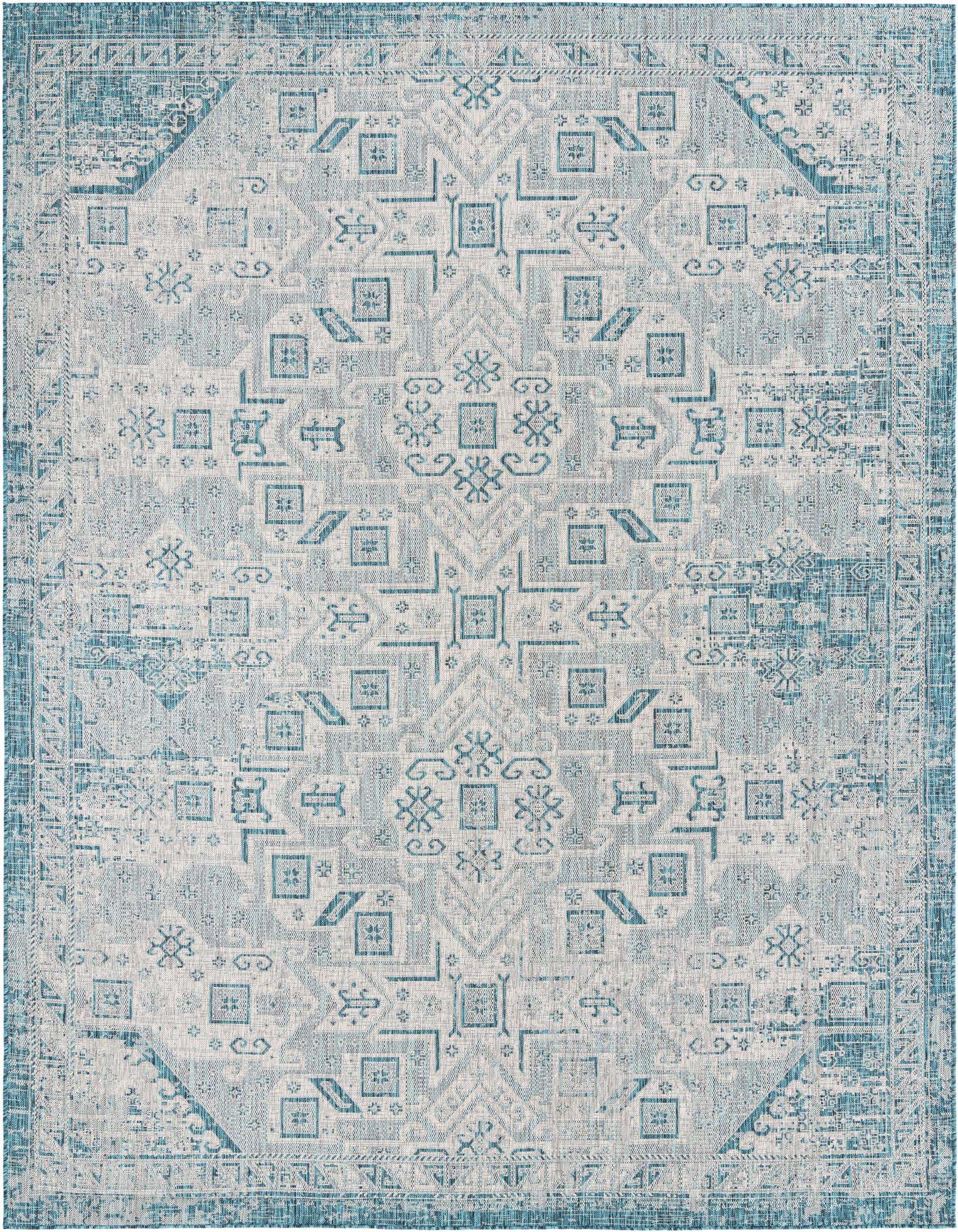 10' x 13' Easy-Clean Aztec Indoor / Outdoor Rug