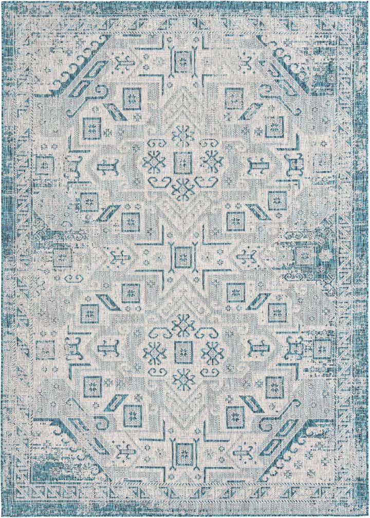 7' 10 x 11' Easy-Clean Aztec Indoor / Outdoor Rug