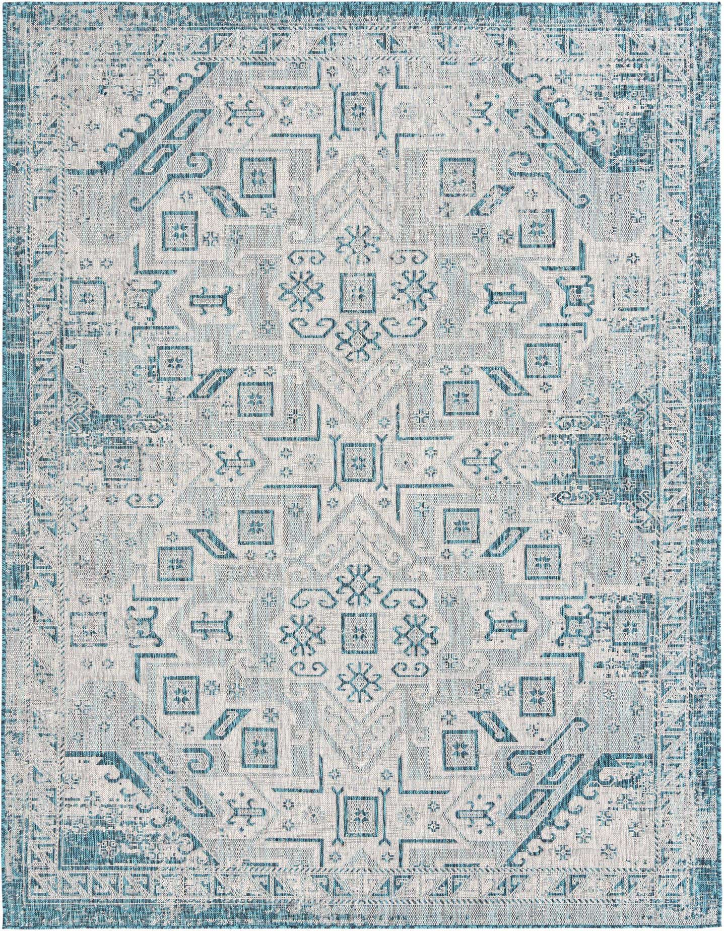 7' 10 x 11' Easy-Clean Aztec Indoor / Outdoor Rug