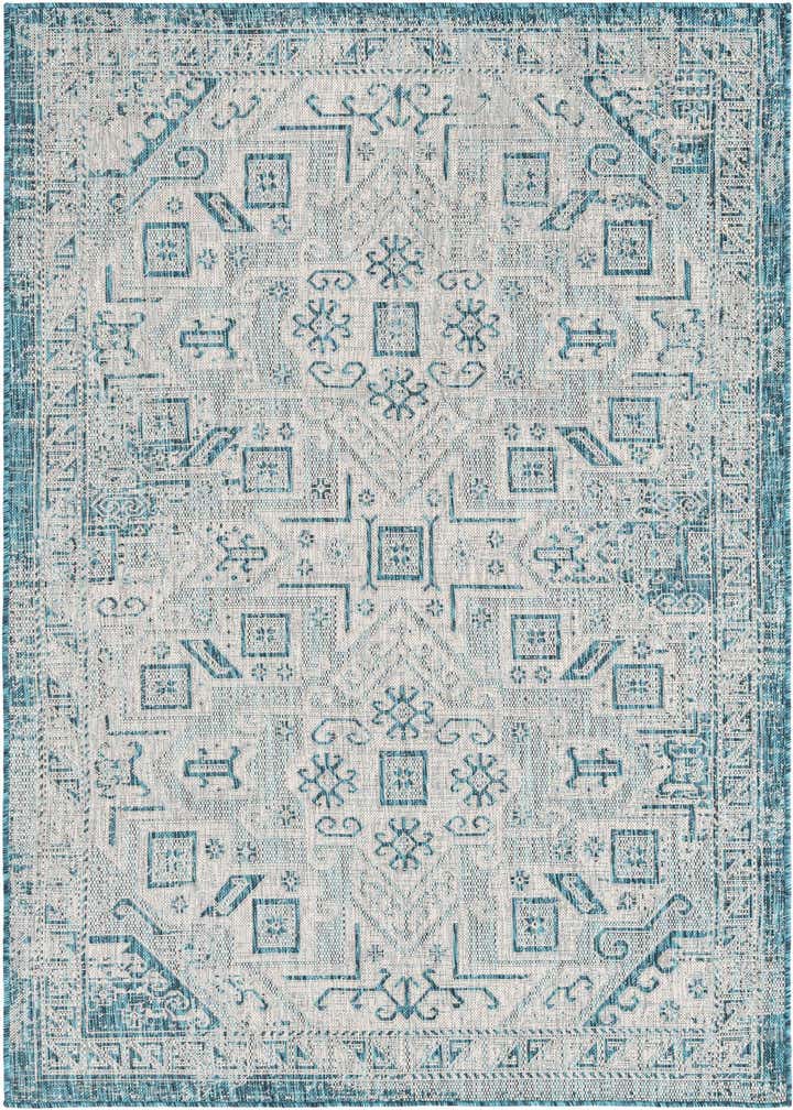 5' 3 x 8' Easy-Clean Aztec Indoor / Outdoor Rug