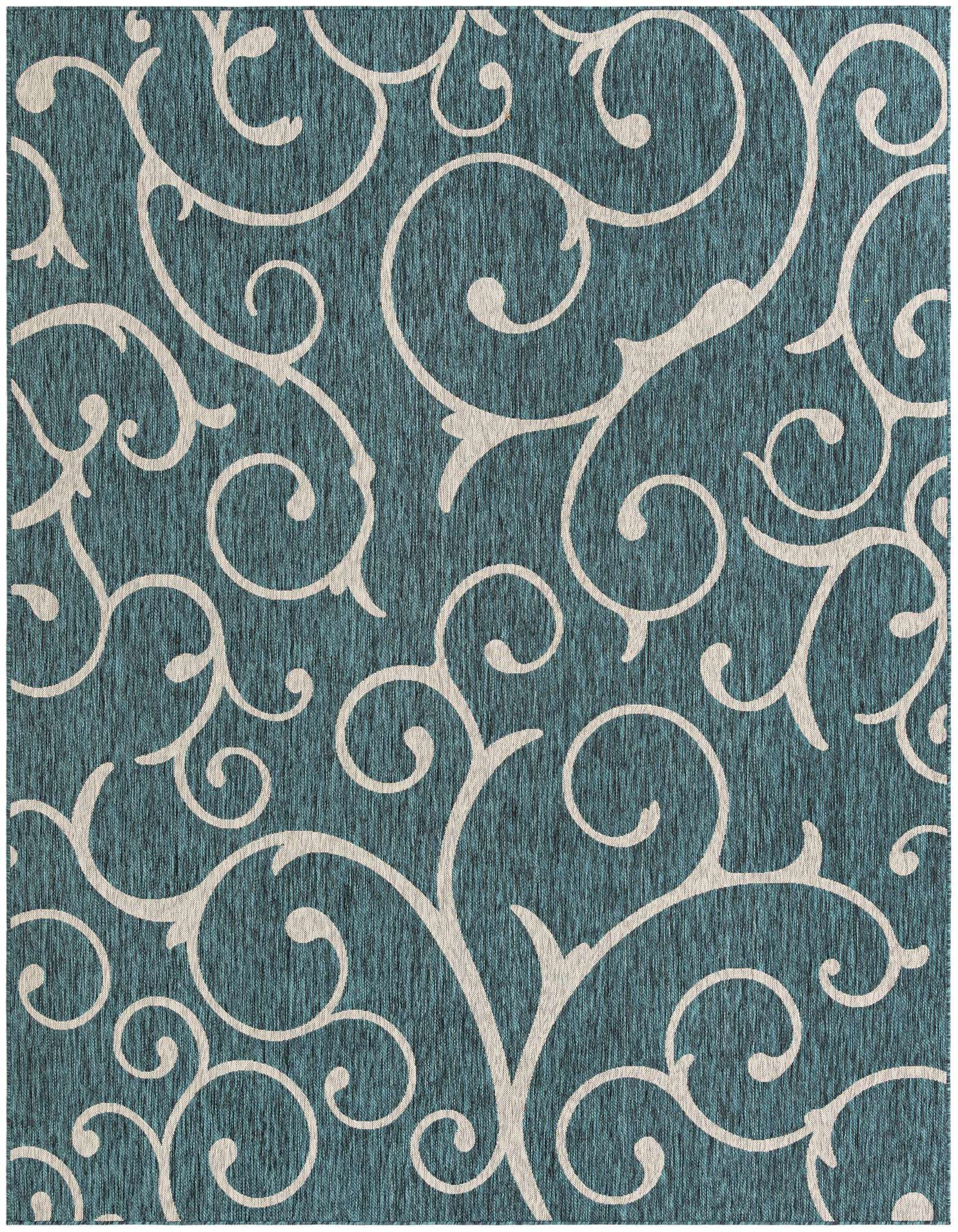 9' x 12' Easy-Clean Botanical Indoor / Outdoor Rug