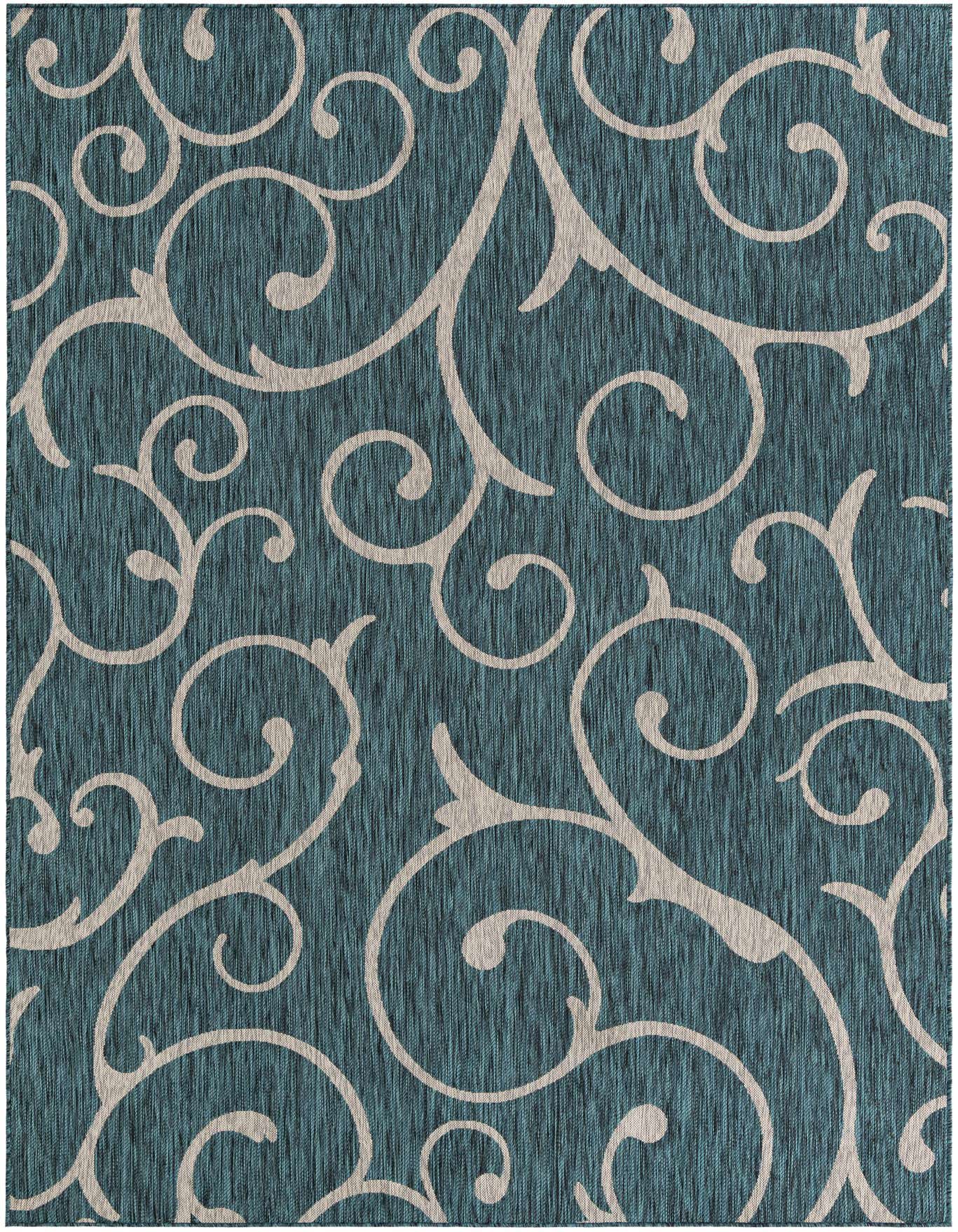 7' 10 x 11' Easy-Clean Botanical Indoor / Outdoor Rug