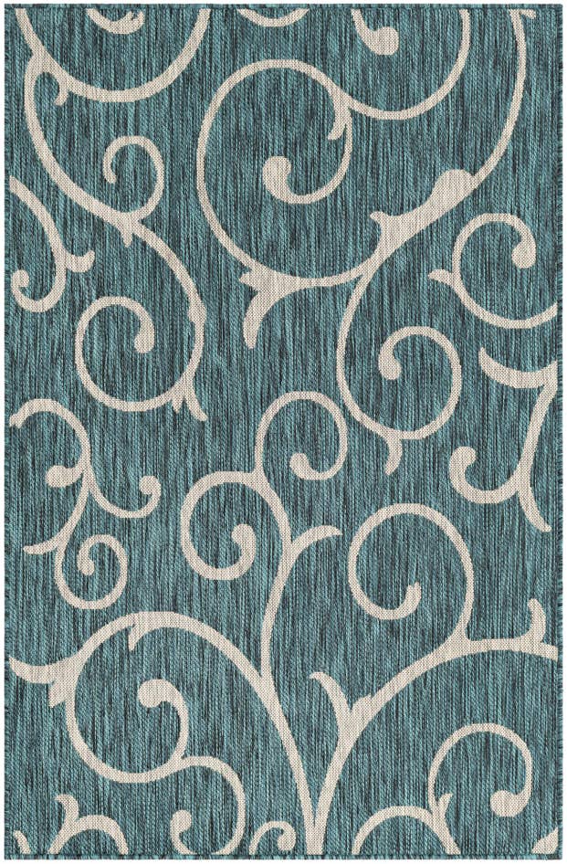 Detail image of 4' x 6' Easy-Clean Botanical Indoor / Outdoor Rug