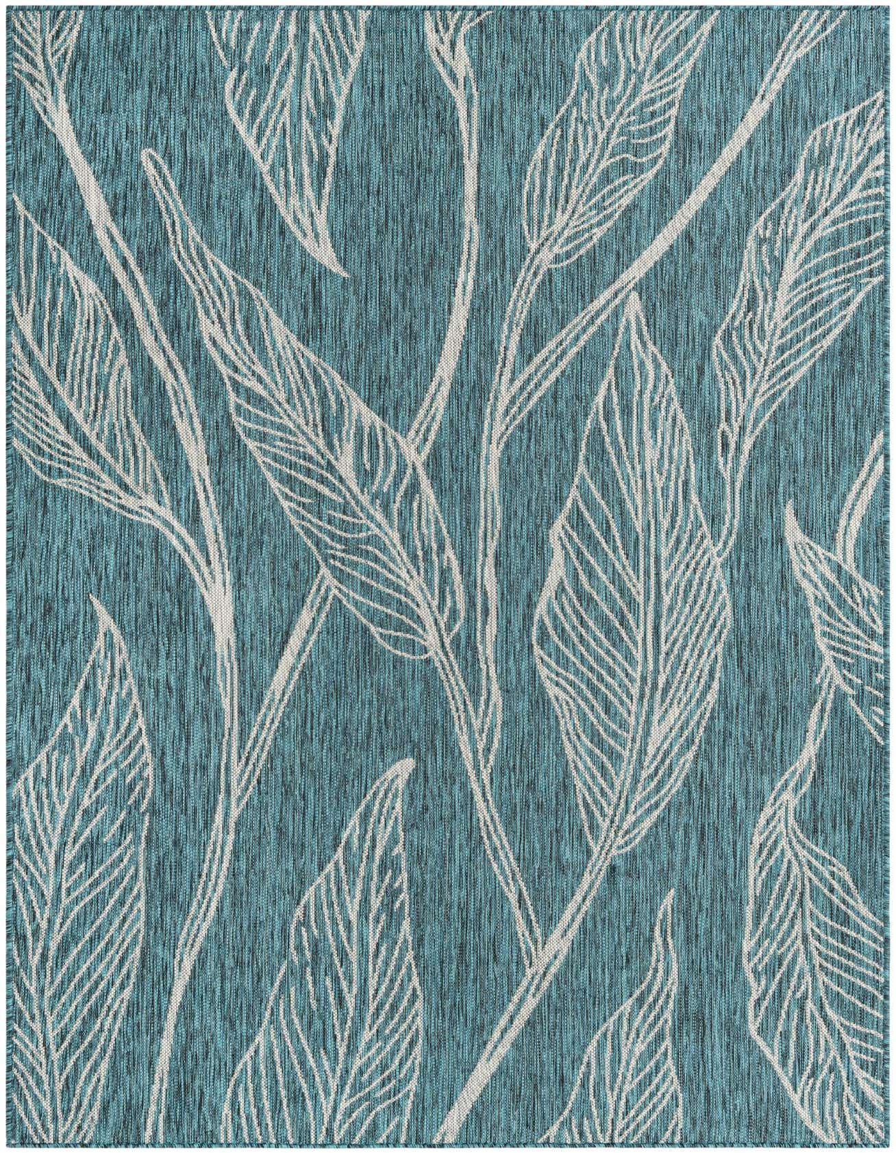 5' 3 x 8' Easy-Clean Botanical Indoor / Outdoor Rug