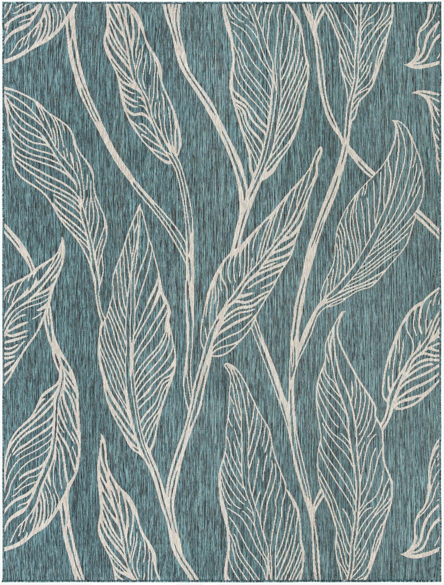 9' x 12'  Washable Botanical Indoor / Outdoor Rug
