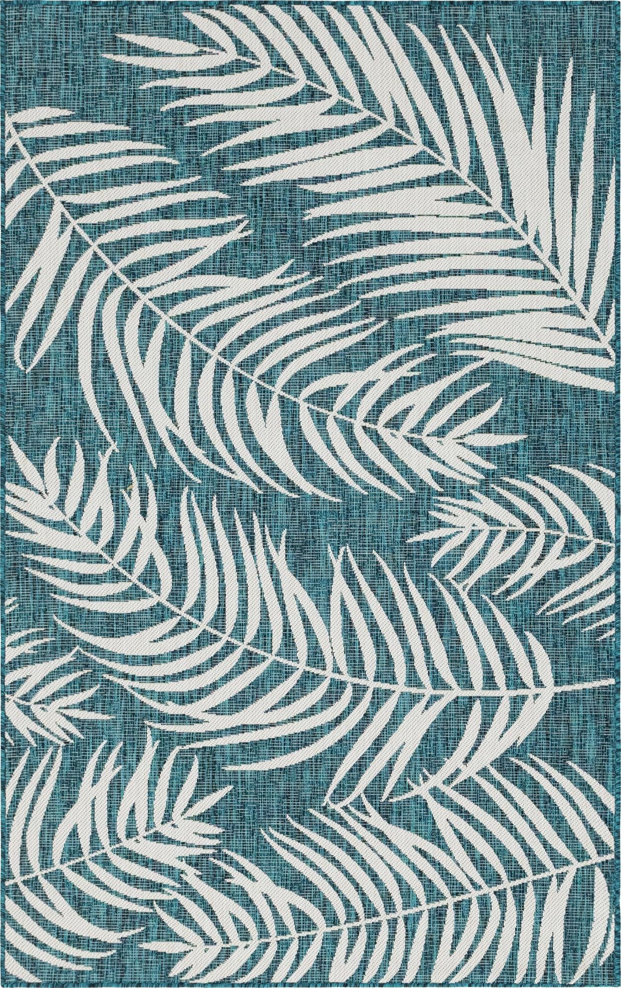 5' 3 x 8'  Washable Botanical Indoor / Outdoor Rug