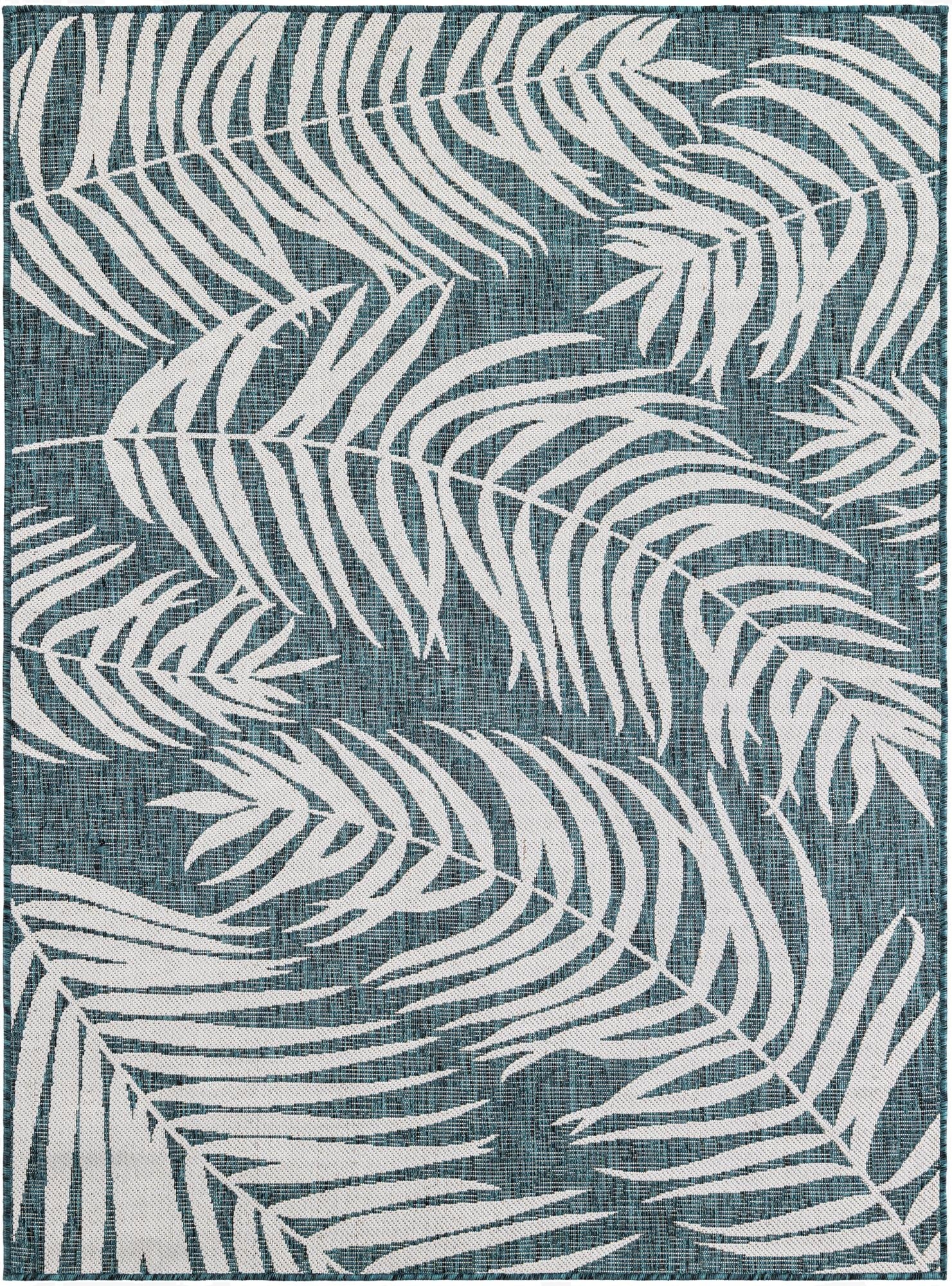 Primary image 5' 3 x 7'  Washable Botanical Indoor / Outdoor Rug