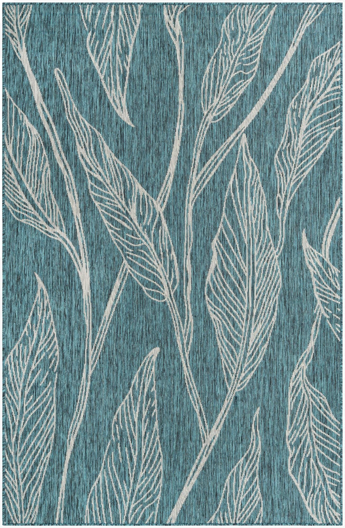 5' 3 x 8'  Washable Botanical Indoor / Outdoor Rug