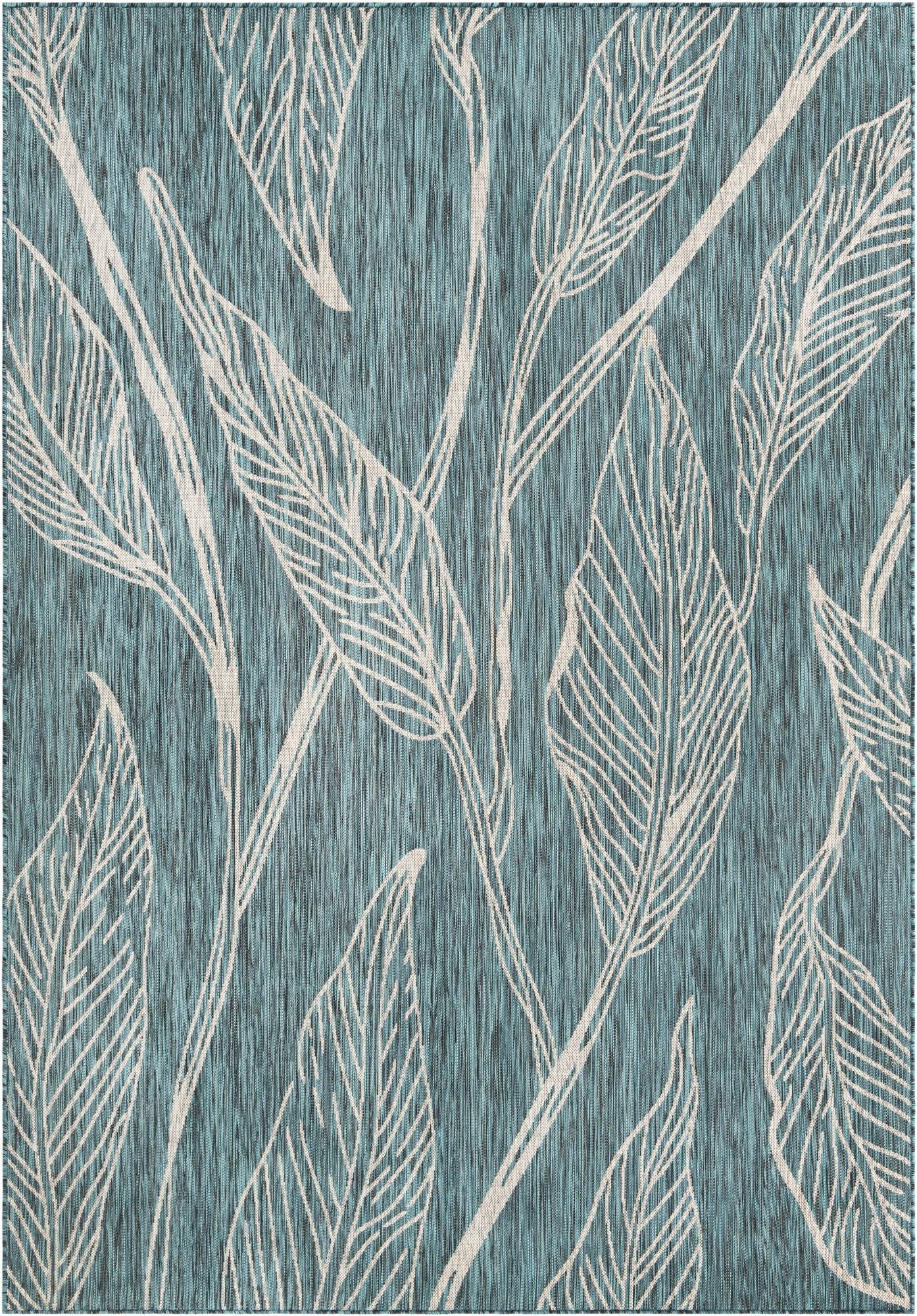 7' x 10'  Washable Botanical Indoor / Outdoor Rug