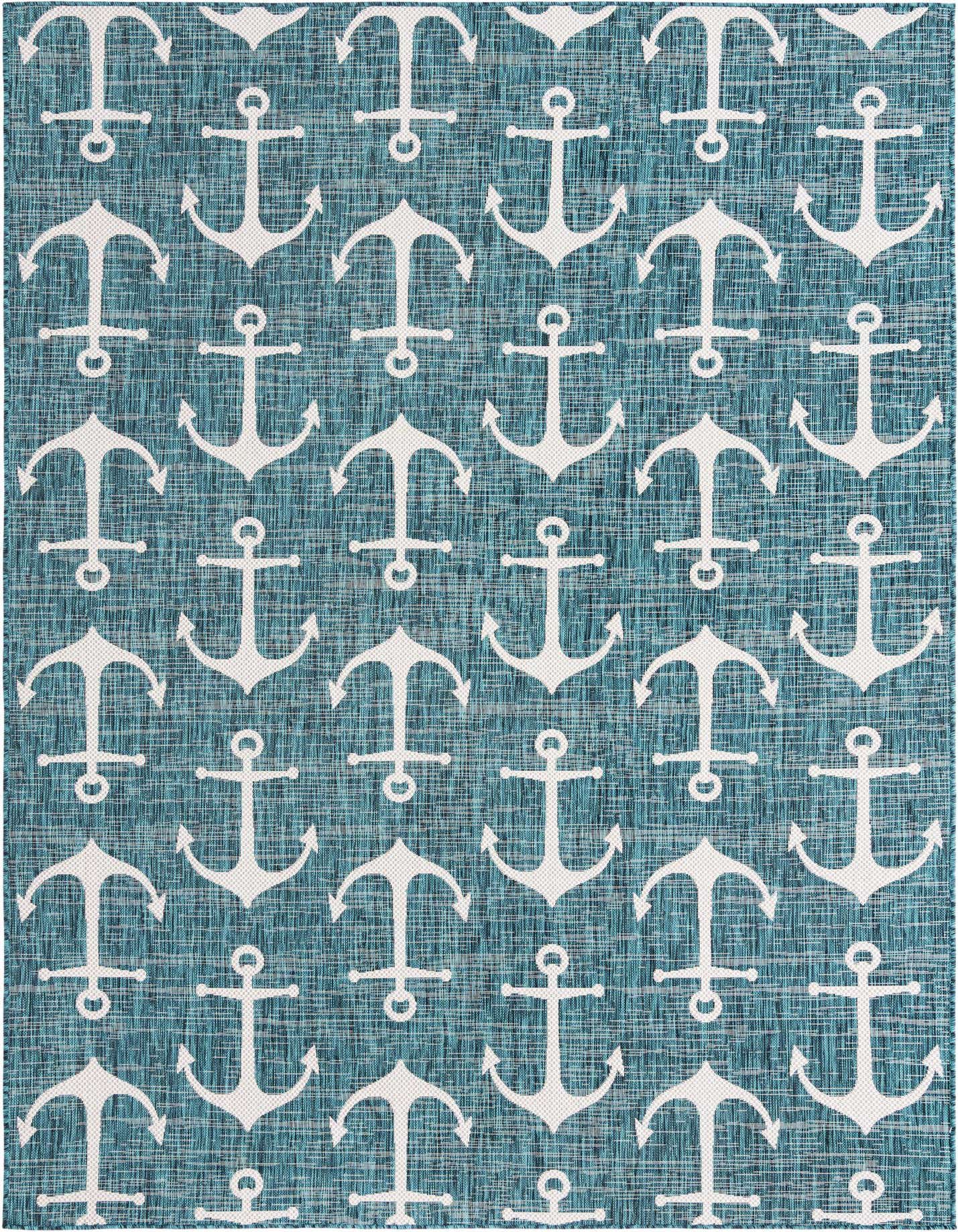 7' 10 x 11' Easy-Clean Coastal Indoor / Outdoor Rug