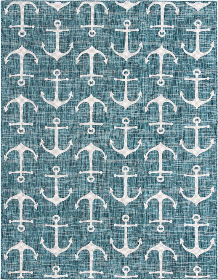 Detail image of 7' 10 x 11' Easy-Clean Coastal Indoor / Outdoor Rug