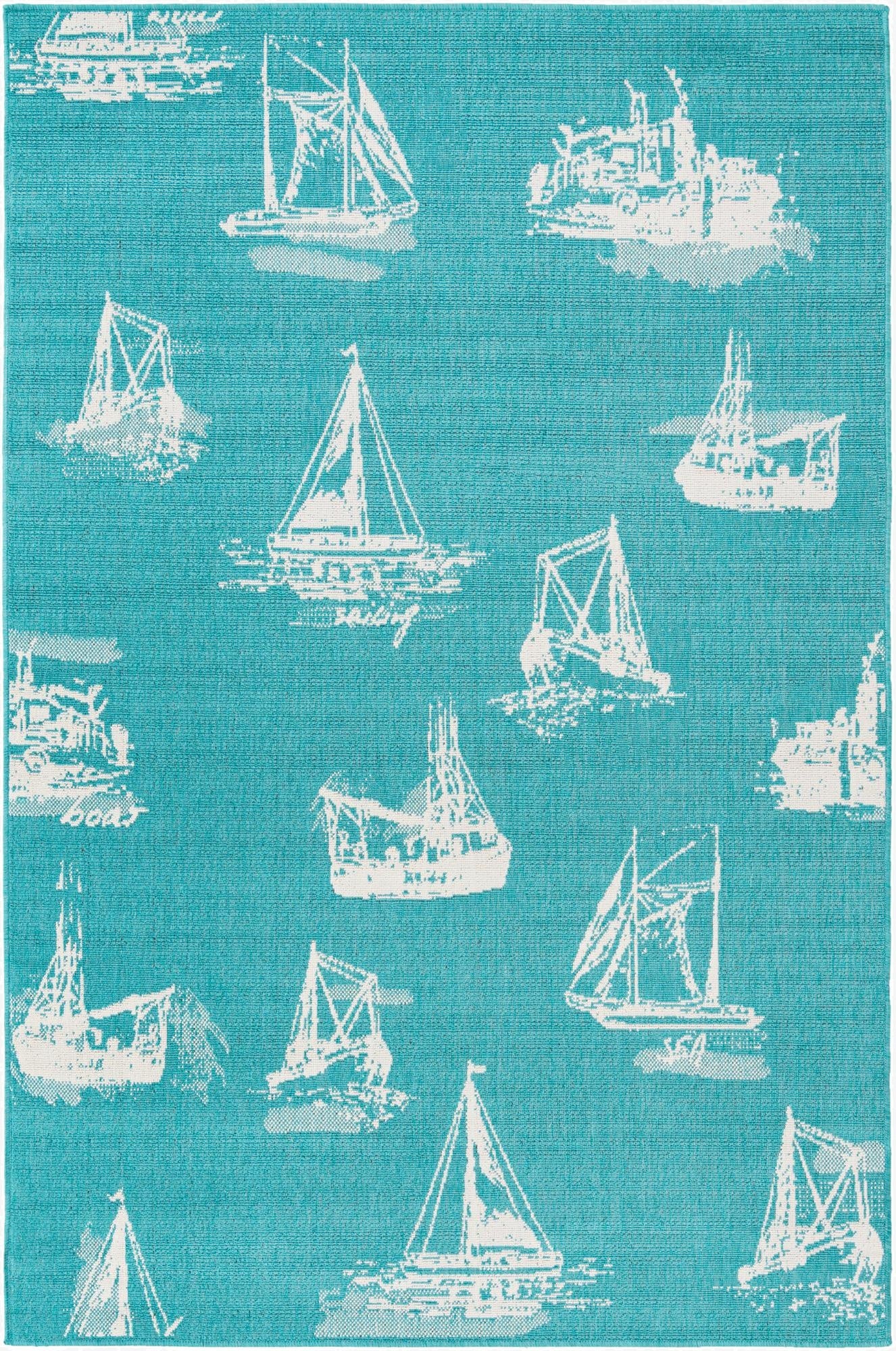 5' 3 x 8'  Washable Coastal Indoor / Outdoor Rug