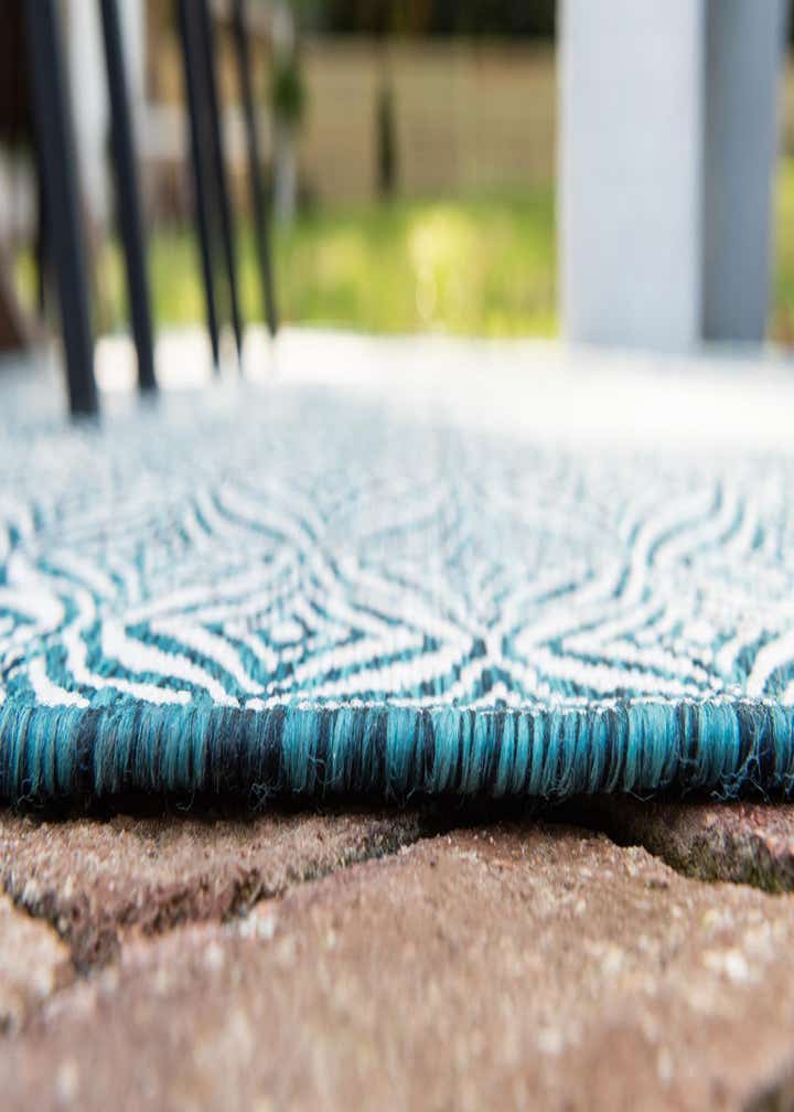 Custom Teal Easy-Clean Lattice Indoor / Outdoor Rug