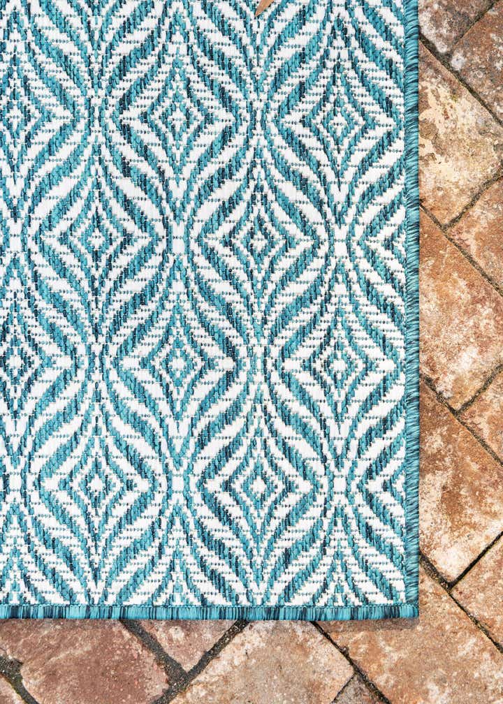 Custom Teal Easy-Clean Lattice Indoor / Outdoor Rug