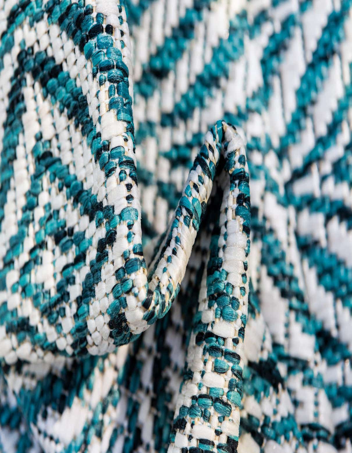 Detail image of Custom Teal Lattice Indoor / Outdoor Rug