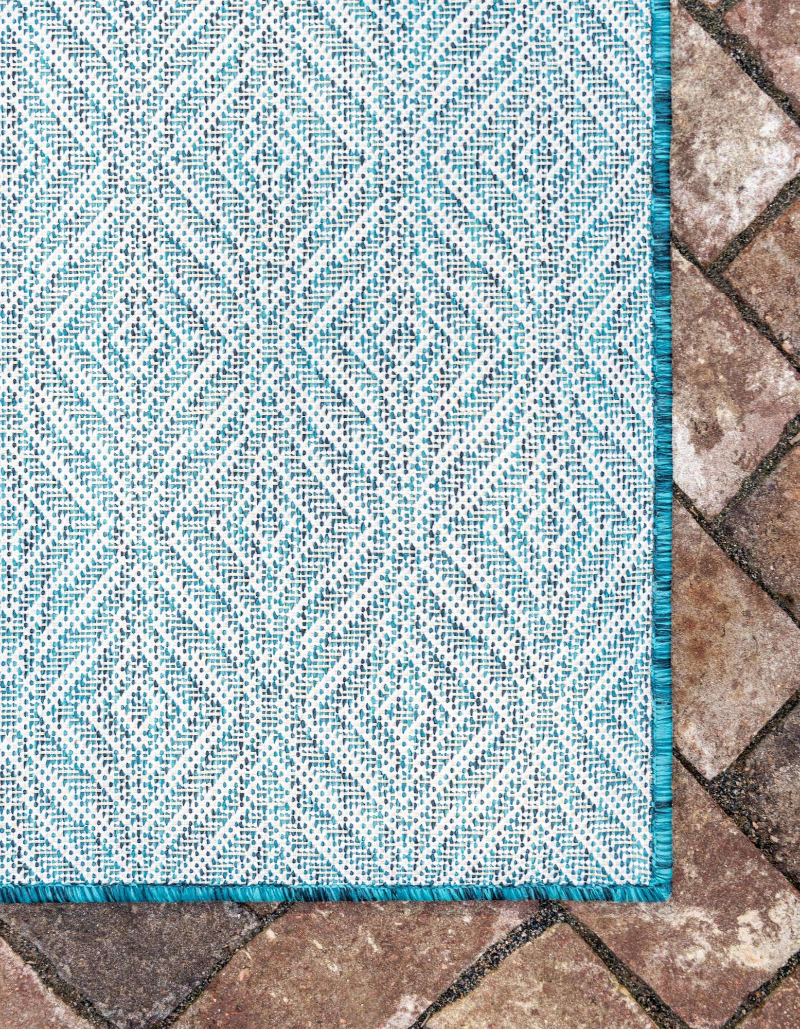 Custom Teal Easy-Clean Lattice Indoor / Outdoor Rug