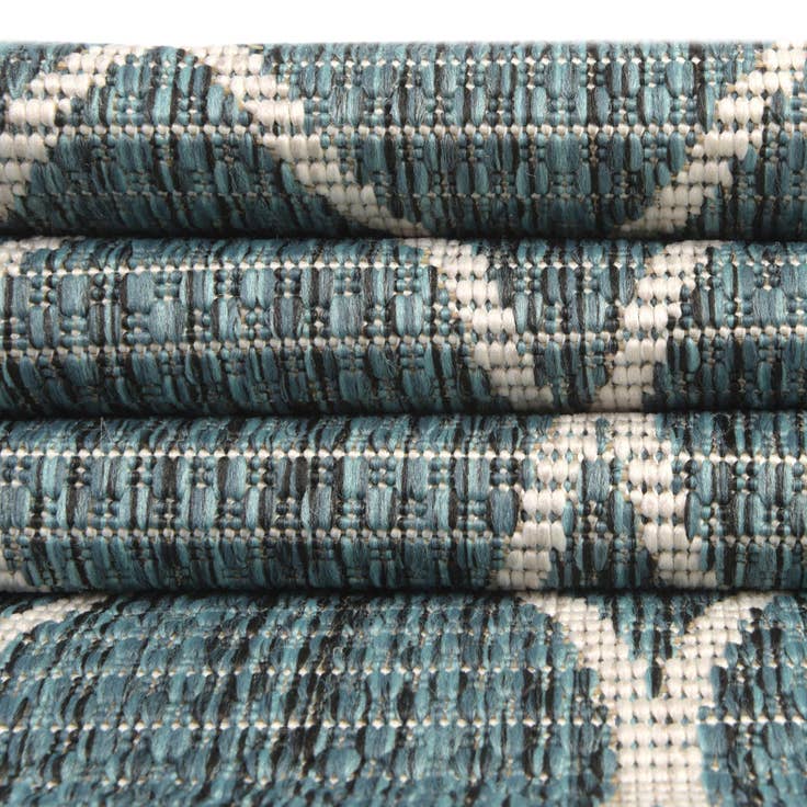 Detail image of Custom Teal Easy-Clean Lattice Indoor / Outdoor Rug