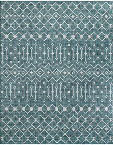 Teal Easy-Clean Lattice Indoor / Outdoor Rug