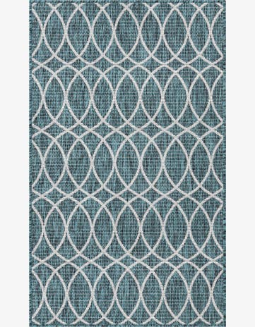 Teal Easy-Clean Lattice Indoor / Outdoor Rug