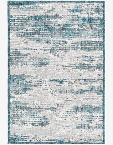 Teal Easy-Clean Modern Indoor / Outdoor Rug