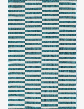 Teal Easy-Clean Ribbon Indoor / Outdoor Rug