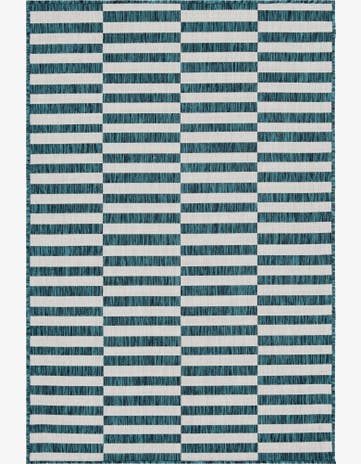 Teal Easy-Clean Ribbon Indoor / Outdoor Rug