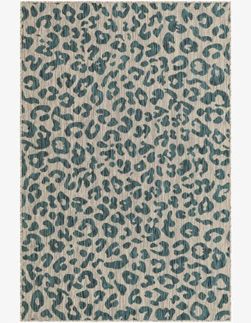 Teal Easy-Clean Safari Indoor / Outdoor Rug