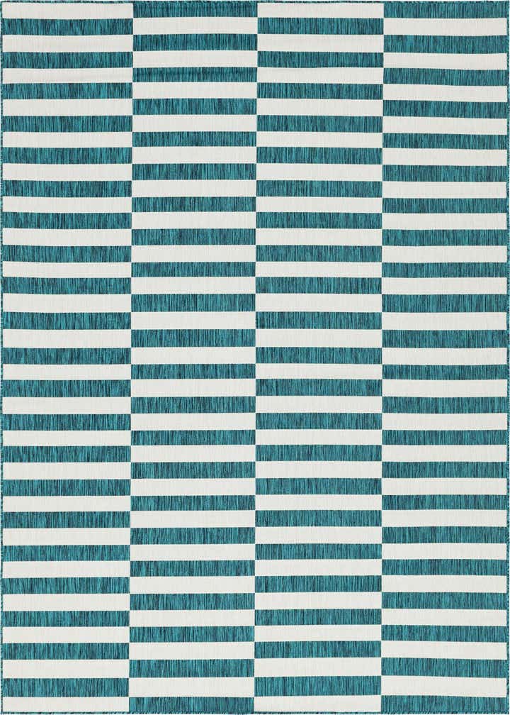 7' 10 x 11' Easy-Clean Striped Indoor / Outdoor Rug