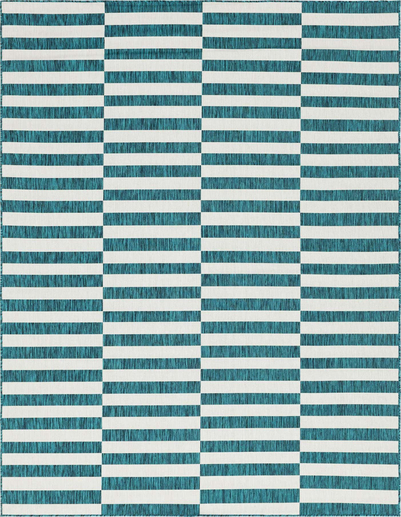 7' 10 x 11' Easy-Clean Striped Indoor / Outdoor Rug