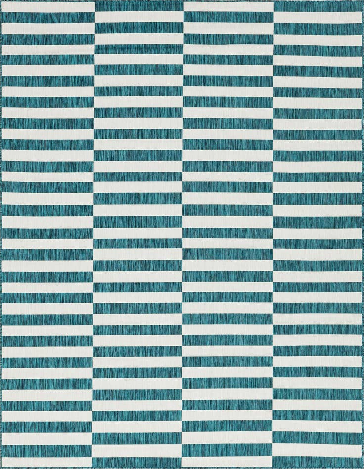 Detail image of 7' 10 x 11' Easy-Clean Striped Indoor / Outdoor Rug