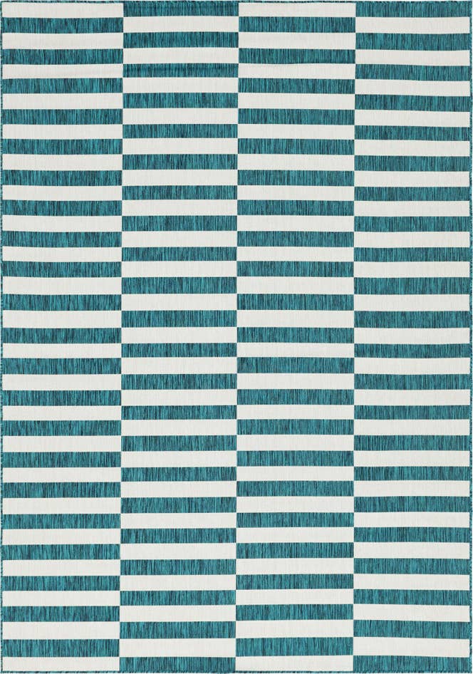 Detail image of 7' 10 x 11' Easy-Clean Striped Indoor / Outdoor Rug