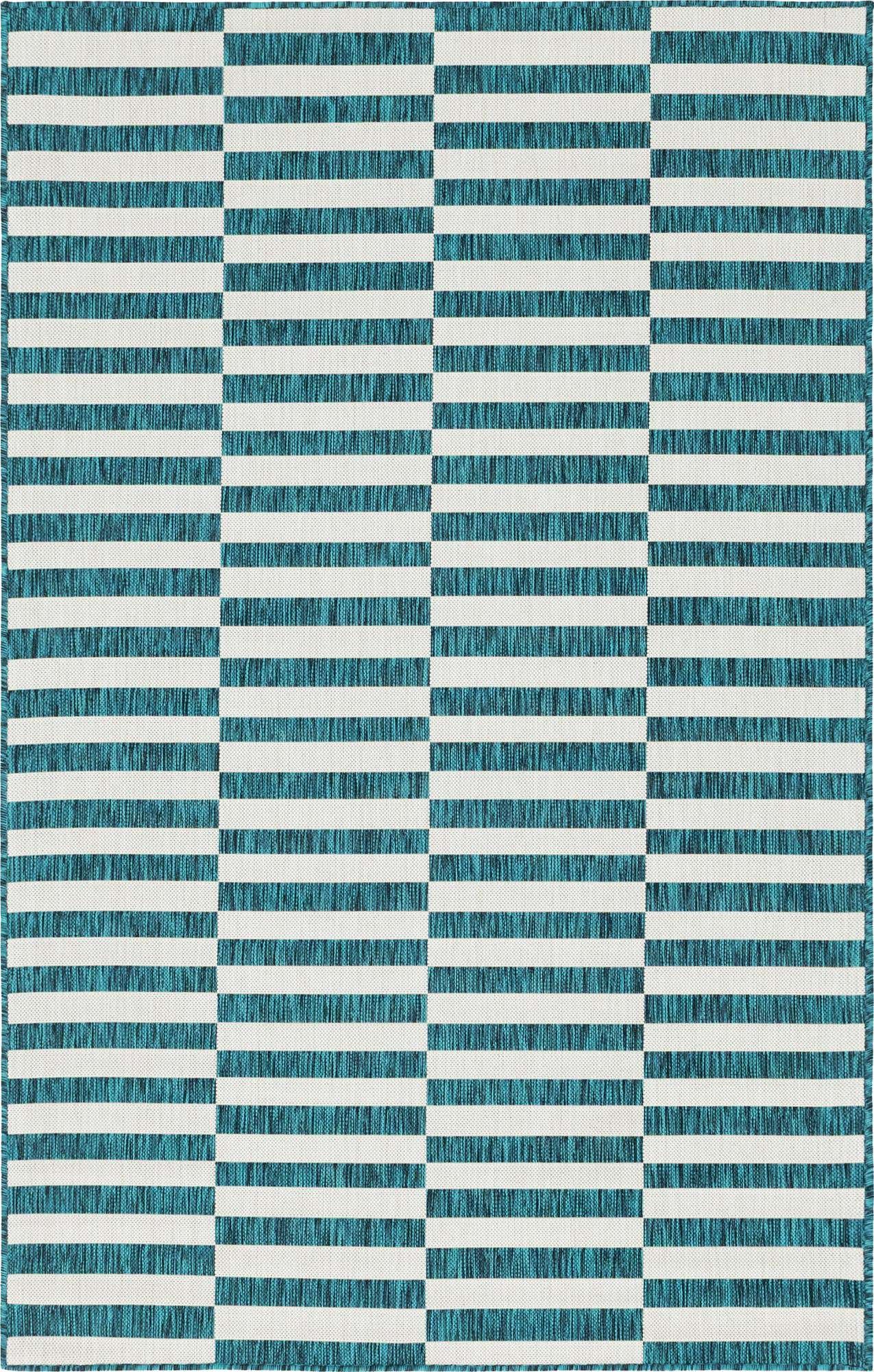 5' 3 x 8' Easy-Clean Striped Indoor / Outdoor Rug