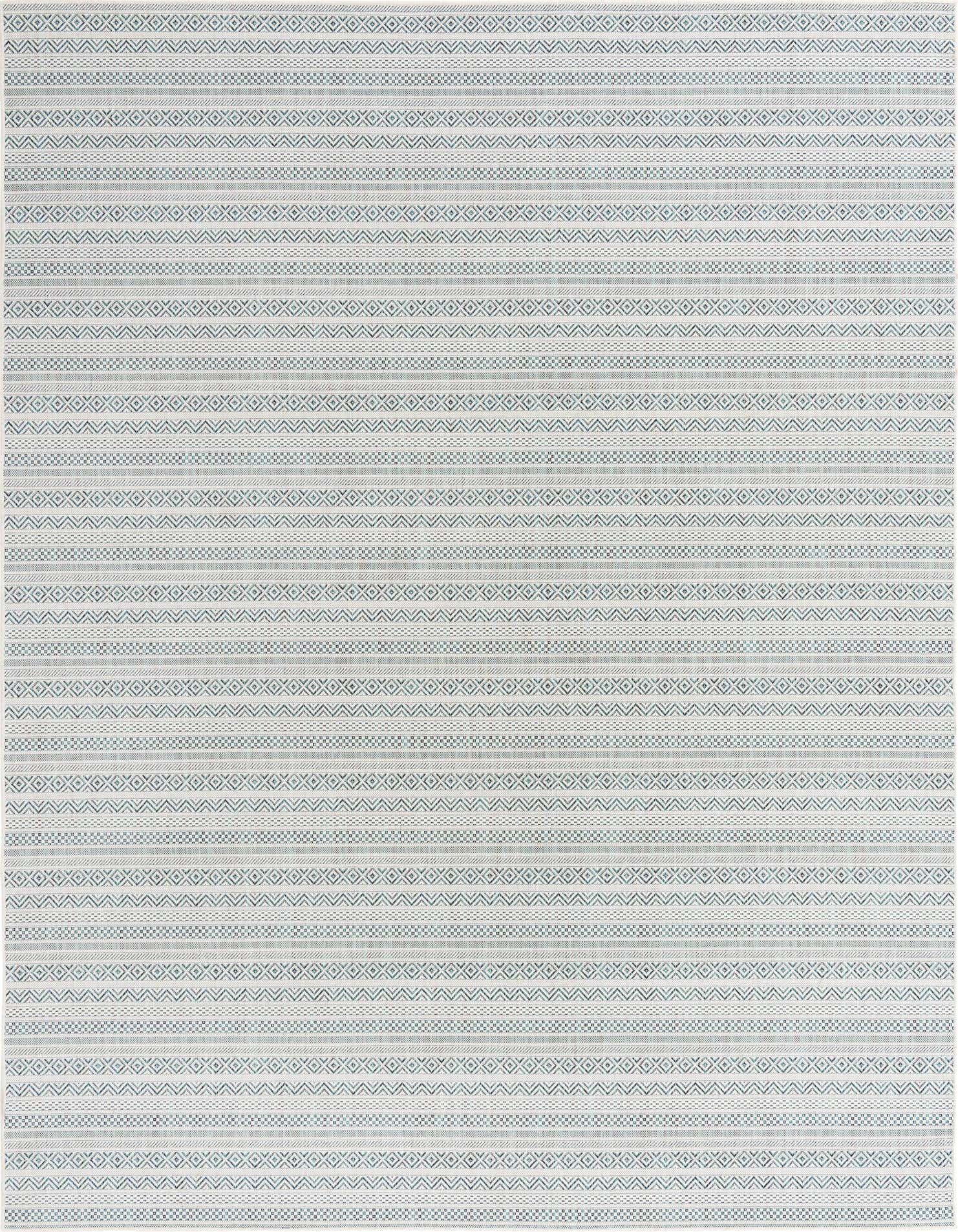 9' x 12' Easy-Clean Striped Indoor / Outdoor Rug