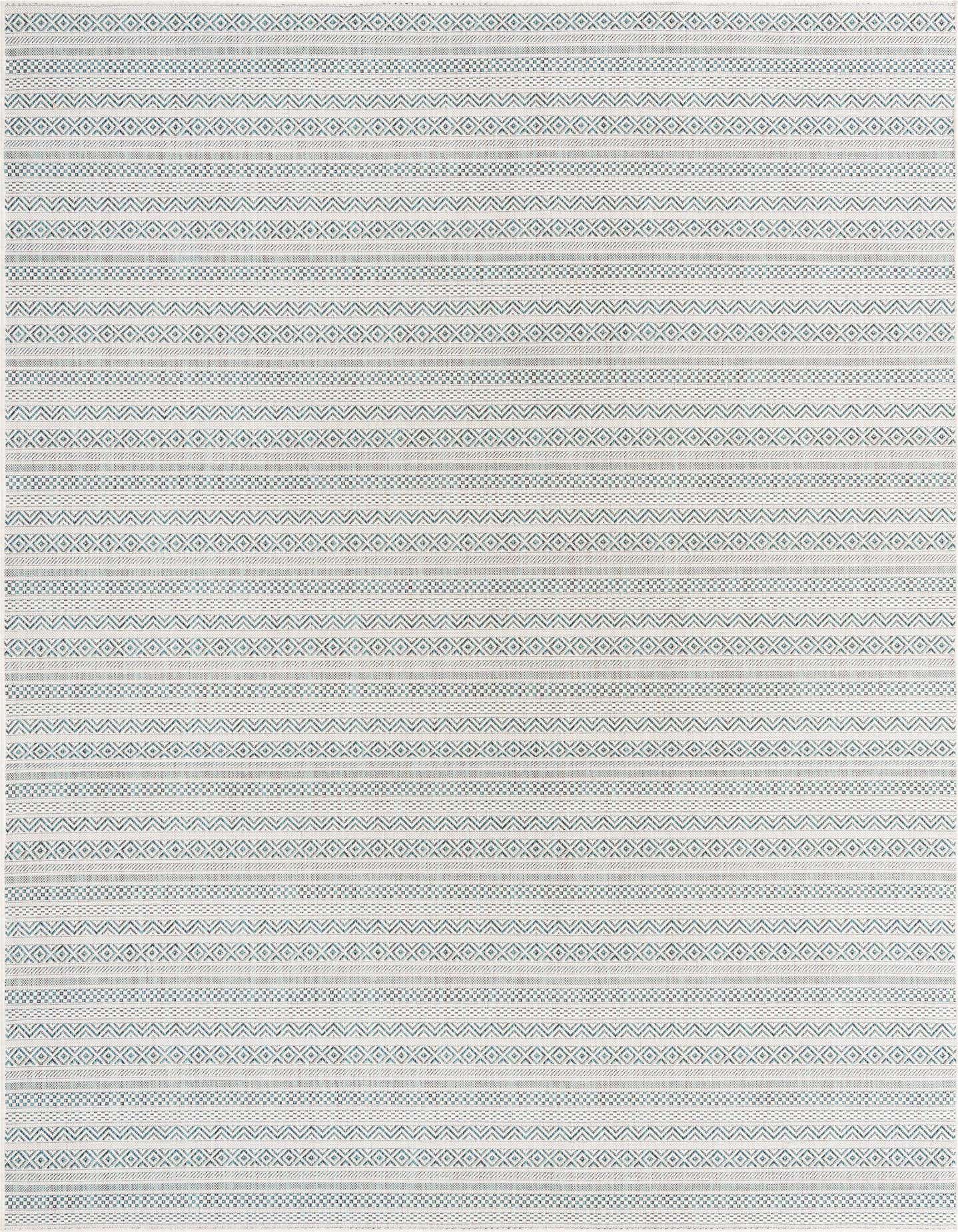 7' 10 x 11' Easy-Clean Striped Indoor / Outdoor Rug