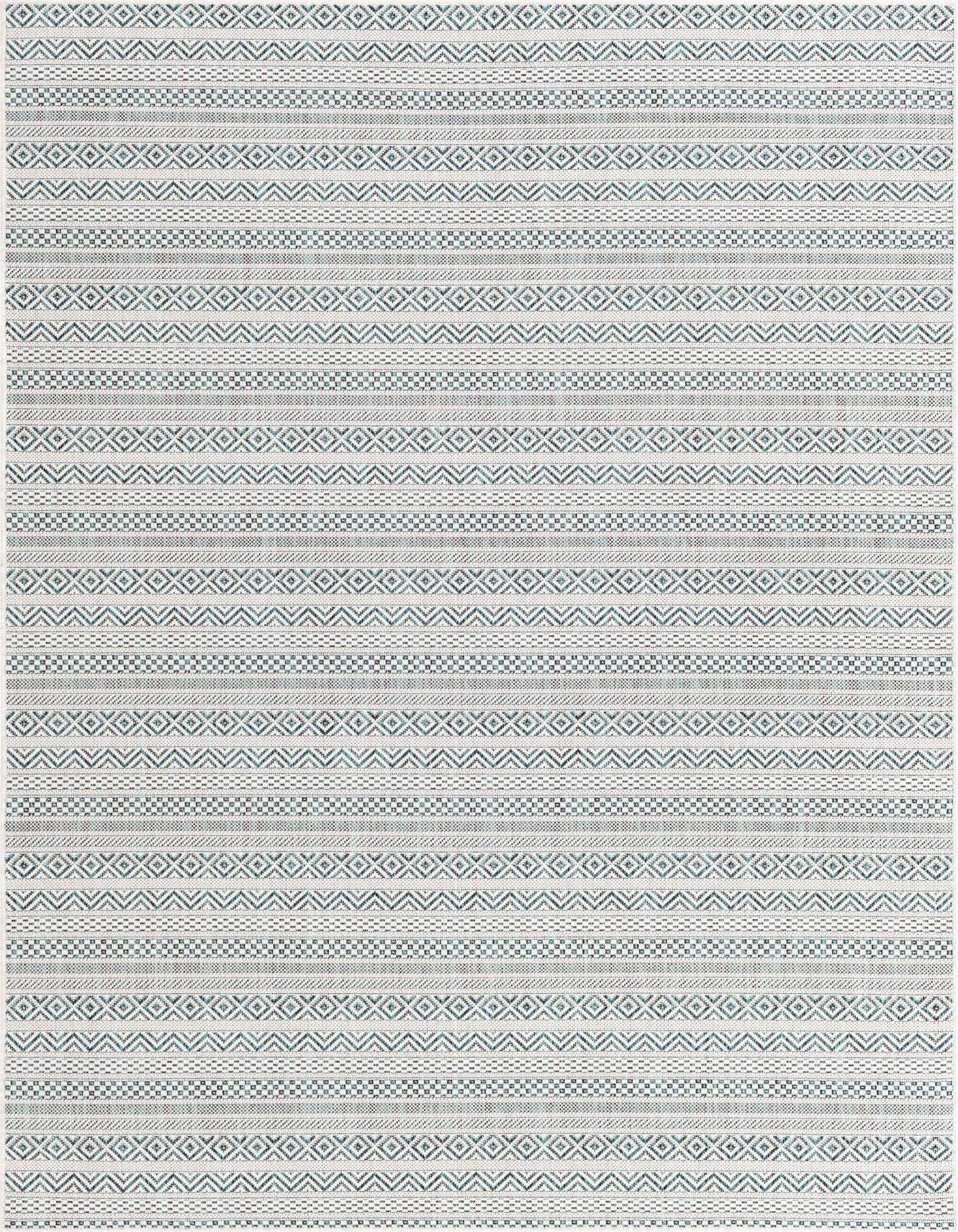 5' 3 x 8' Easy-Clean Striped Indoor / Outdoor Rug
