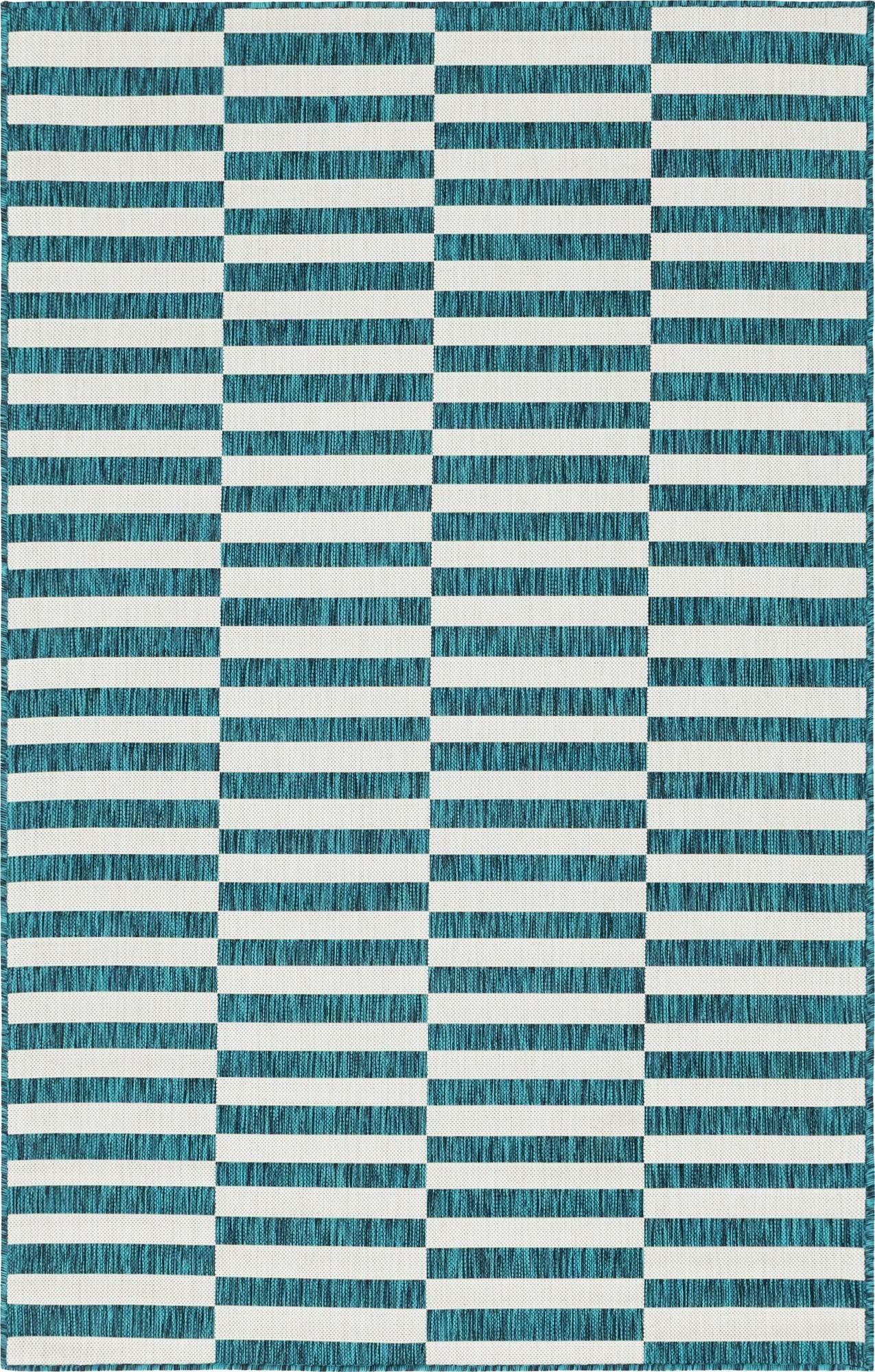 5' 3 x 8'  Washable Striped Indoor / Outdoor Rug
