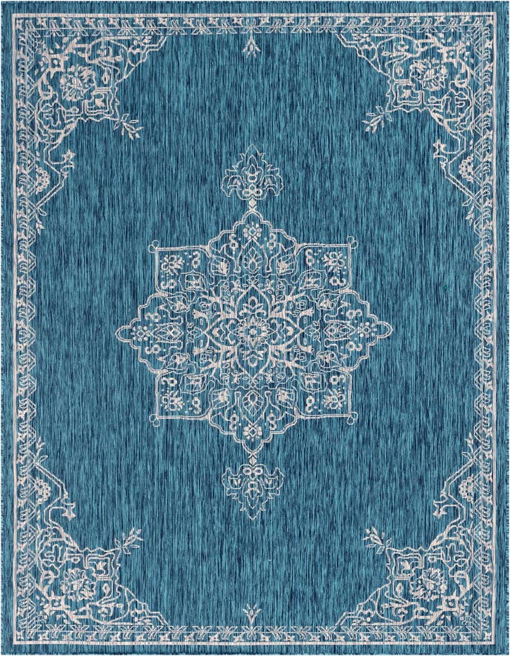 Detail image of 7' 10 x 11' Easy-Clean Traditional Indoor / Outdoor Rug