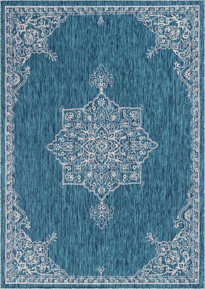 7' 10 x 11' Easy-Clean Traditional Indoor / Outdoor Rug