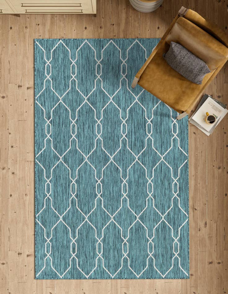 Detail image of 5' 3 x 8'  Washable Trellis Indoor / Outdoor Rug