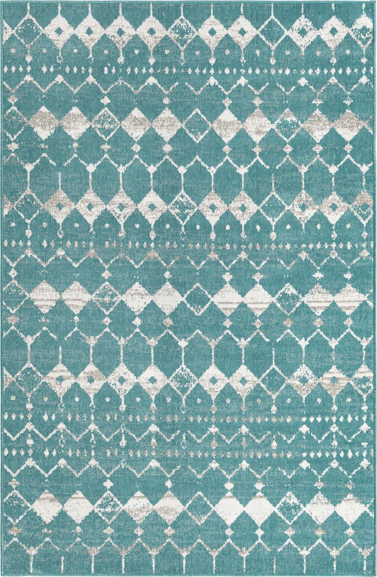 Primary image 5' 3 x 8'  Washable Trellis Indoor / Outdoor Rug