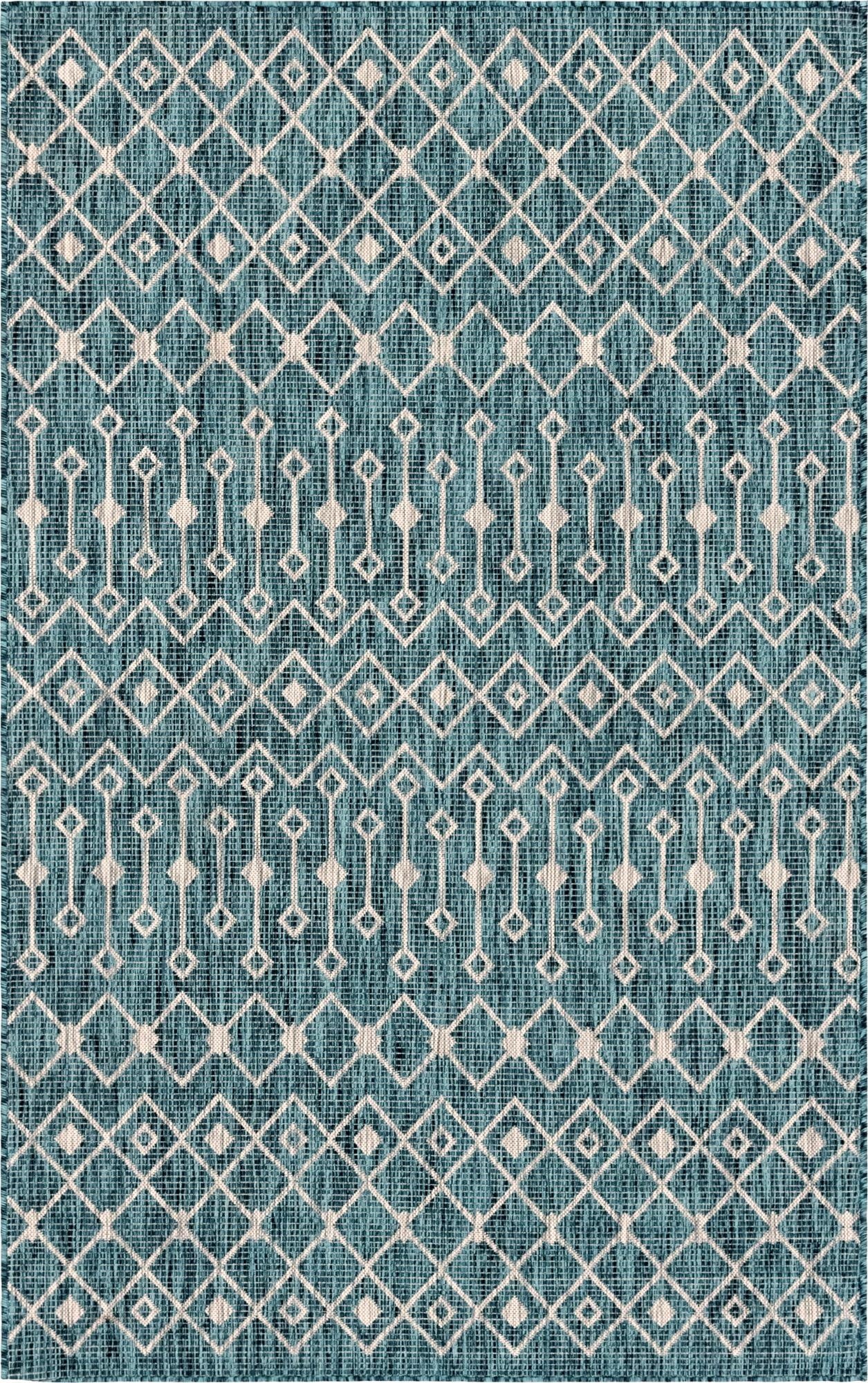 5' 3 x 8'  Washable Trellis Indoor / Outdoor Rug