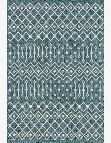 Teal Easy-Clean Trellis Indoor / Outdoor Rug