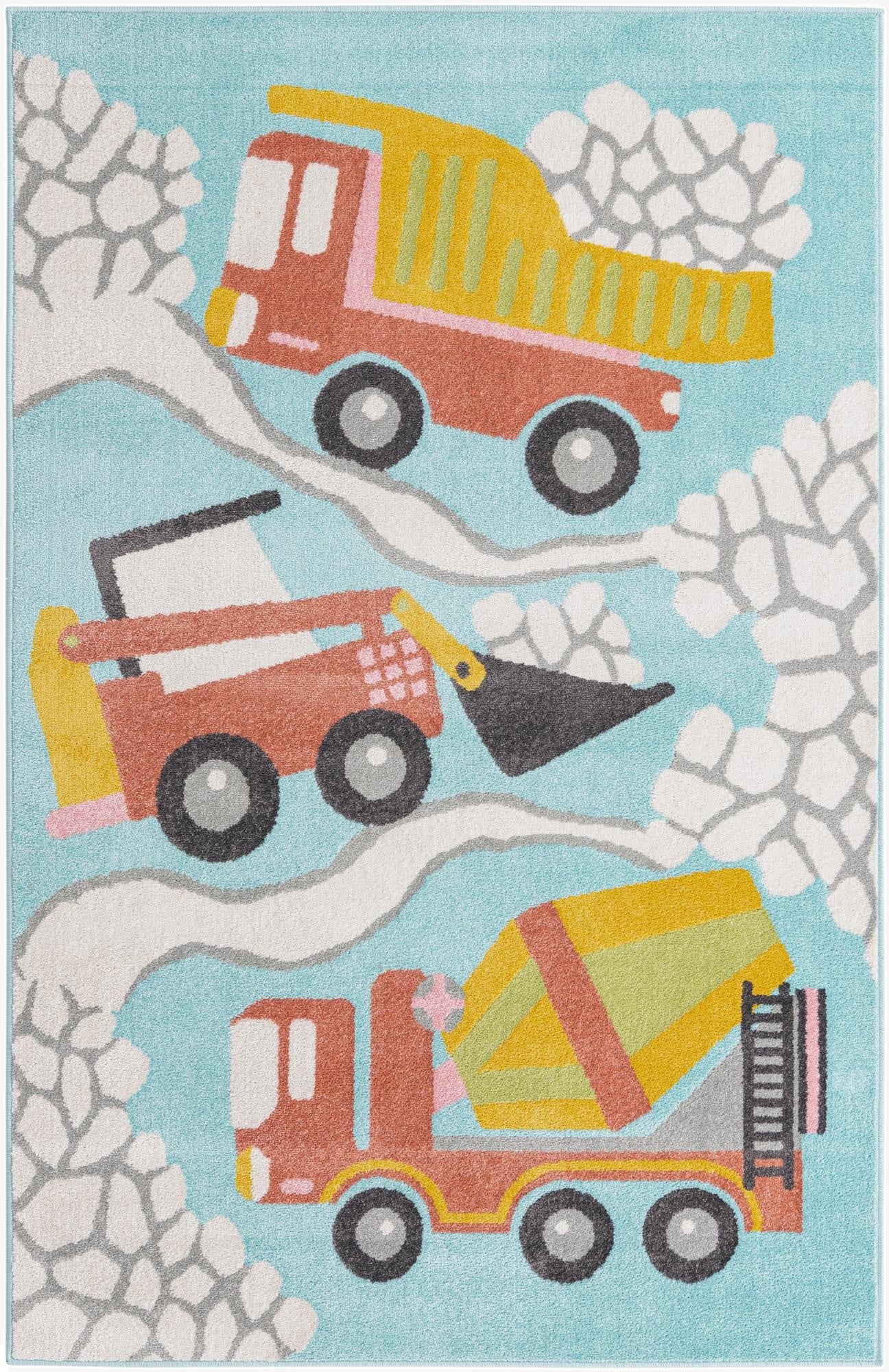 5' 3 x 8' Construction Whimsy Kids Rug