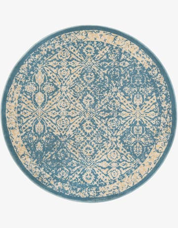 Teal Dahlia Round Rug