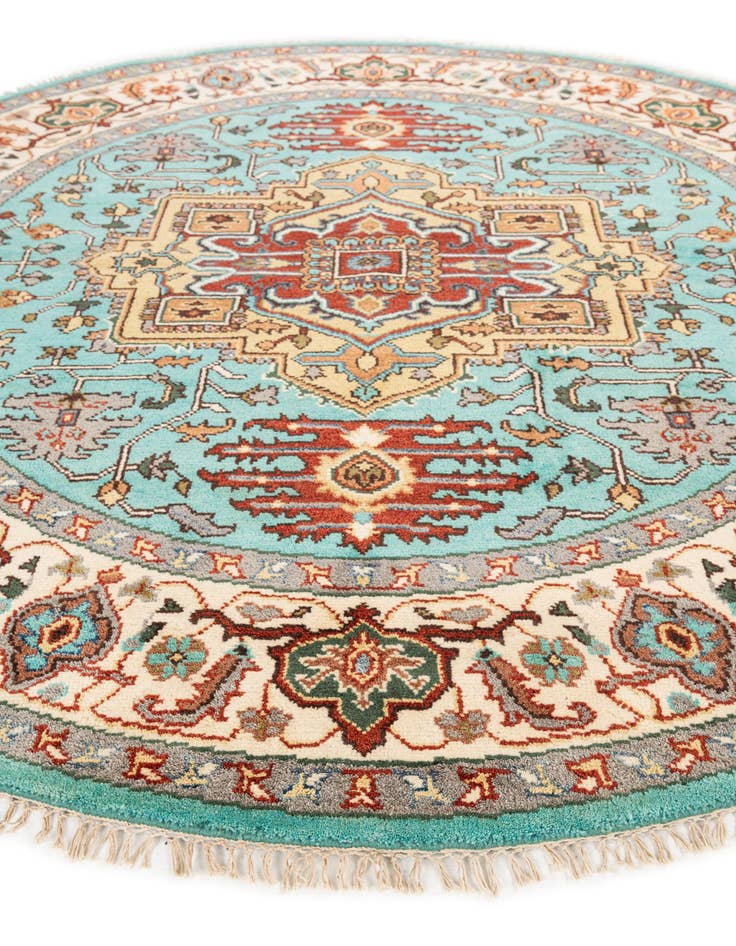 Detail image of 8' x 8'  Hand Knotted Heriz Wool Round Rug