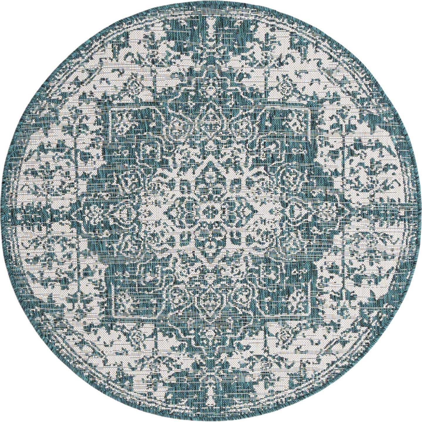 4' x 4' Easy-Clean Jill Zarin Dubai Indoor / Outdoor Round Rug