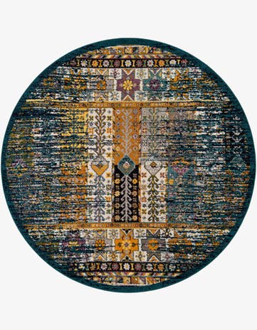 Teal Madeline Round Rug