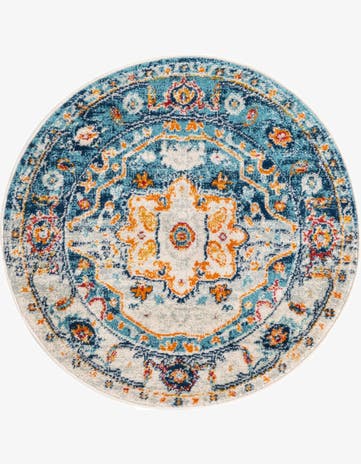 Teal Madeline Vintage Round Rug