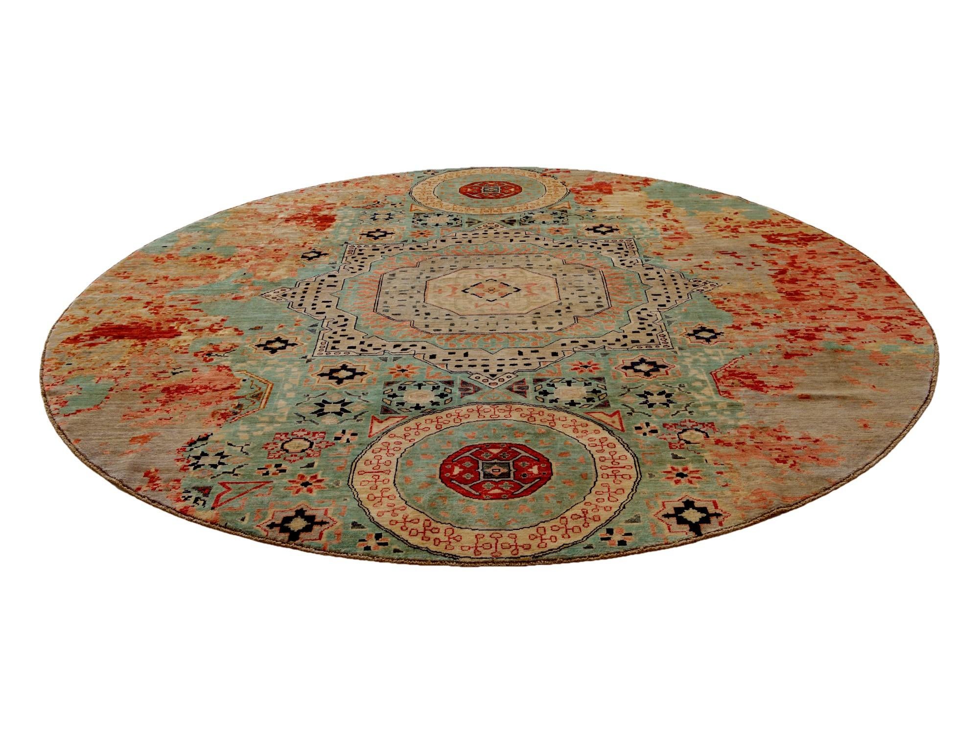 9' 8 x 9' 10 Hand Knotted Mamluk Ziegler Round Rug